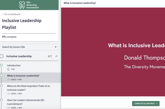 screenshot showing a custom learning journey on inclusive leadership in a LMS
